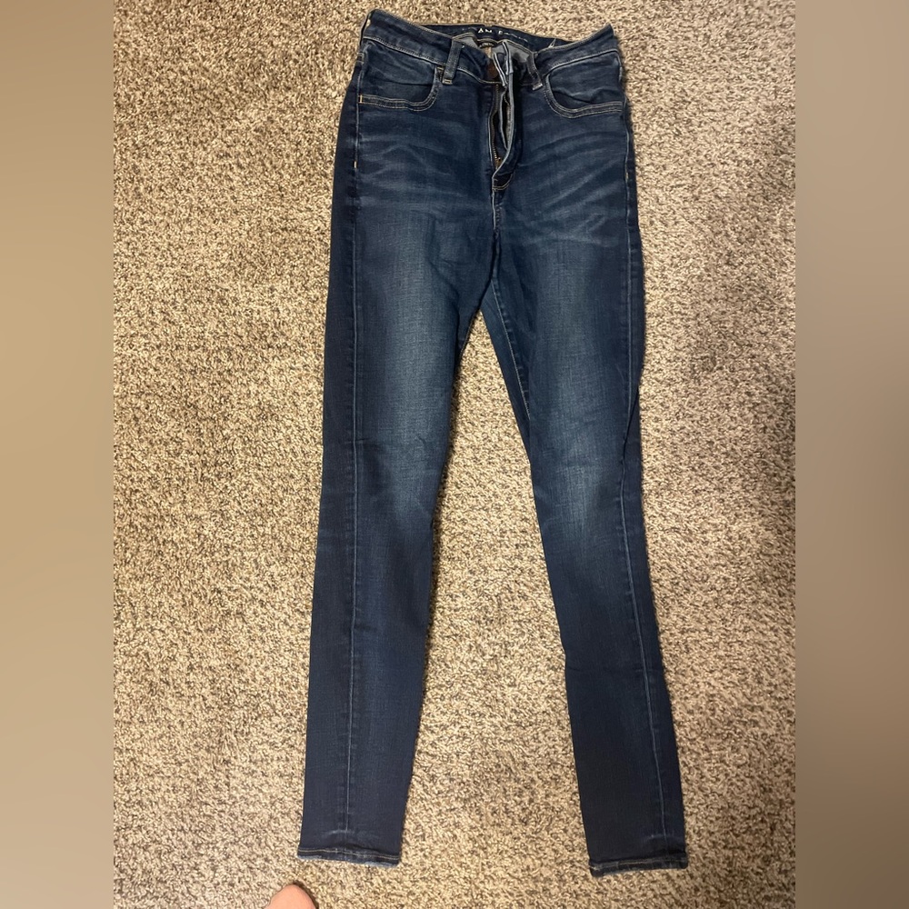 Dark Blue High-Waisted American Eagle Skinny Jeans